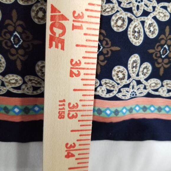 Harper Dress Size Large Shift Beaded Boho 3/4 Sleeve Geometric Batik Pattern - Picture 11 of 13